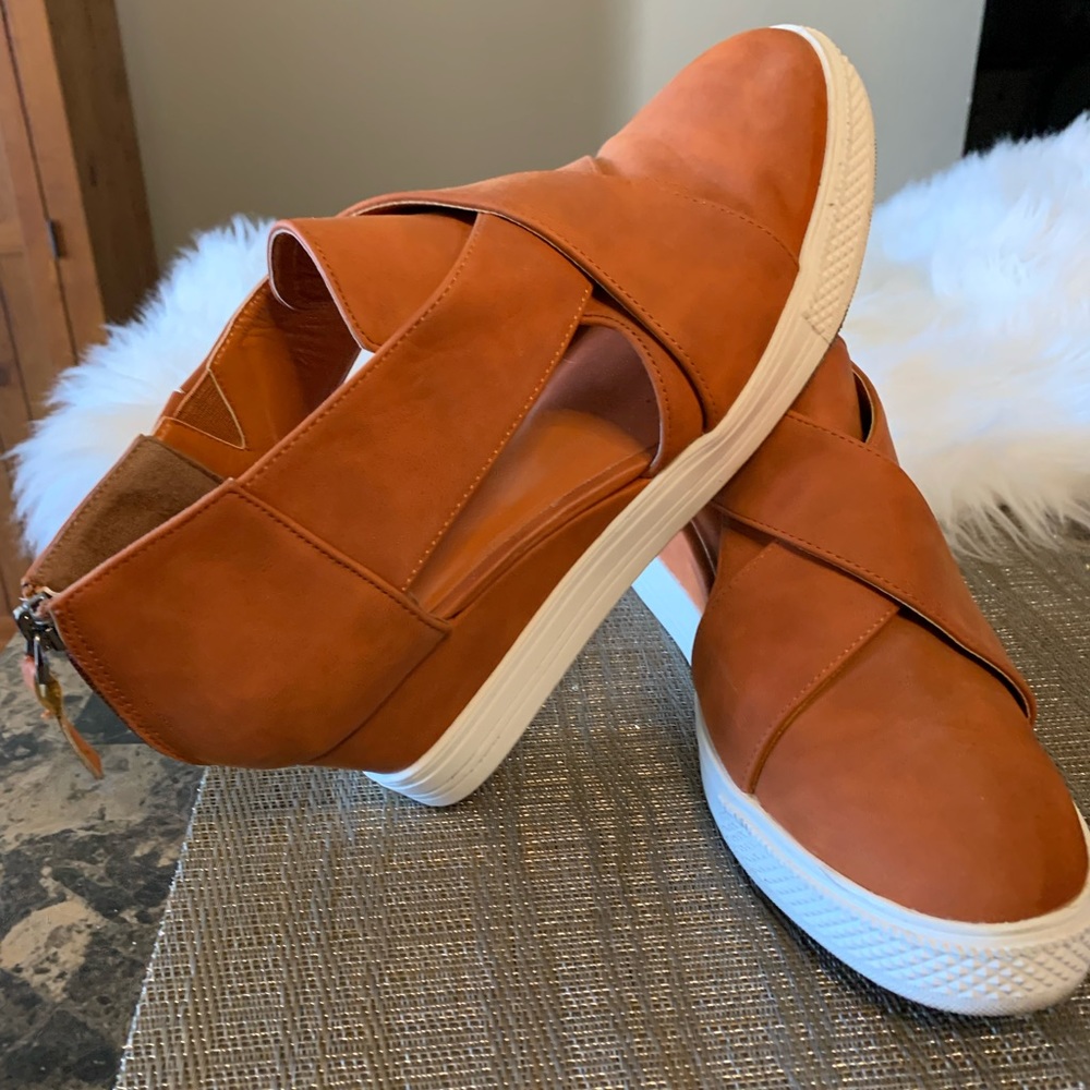 Burnt Orange Wedge Sneakers